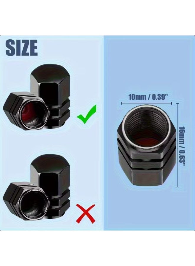 aeen 4 Pieces Hexagonal Aluminum Valve Stem Caps – Universal Heavy-Duty Leak Proof Tire Valve Covers for Cars, SUVs, Trucks, Motorcycles & Bicycles - Image 5